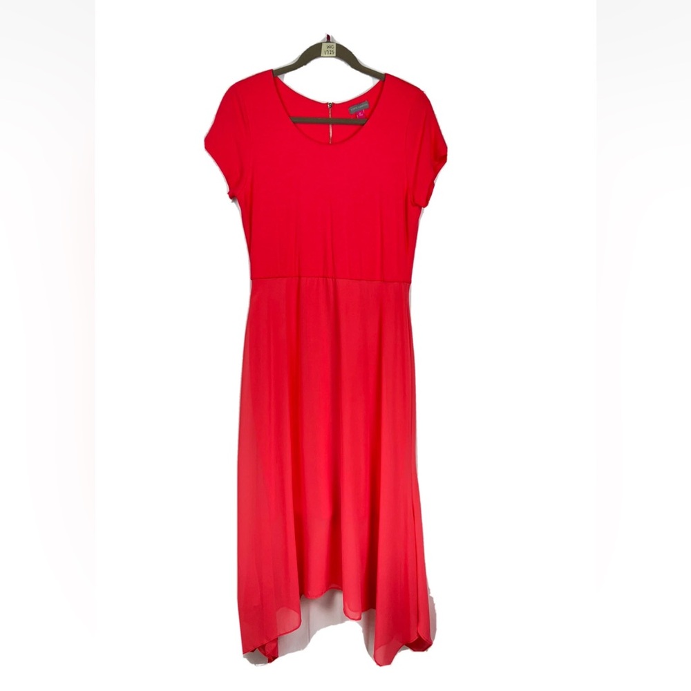 Vince Camuto Midi Dress Coral Woman M Cap Sleeves Viscose/Elastane Zipper